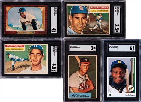 1954-1989 Topps And Assorted Brands Hall of Famers SGC-Graded Card Collection Including Sandy Koufax & Ted Williams 